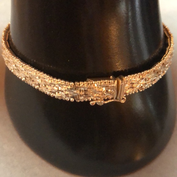 Stunning High Shine 925 Italy M Weaved Bracelet With Clasp & Security Clasp - Picture 3 of 12